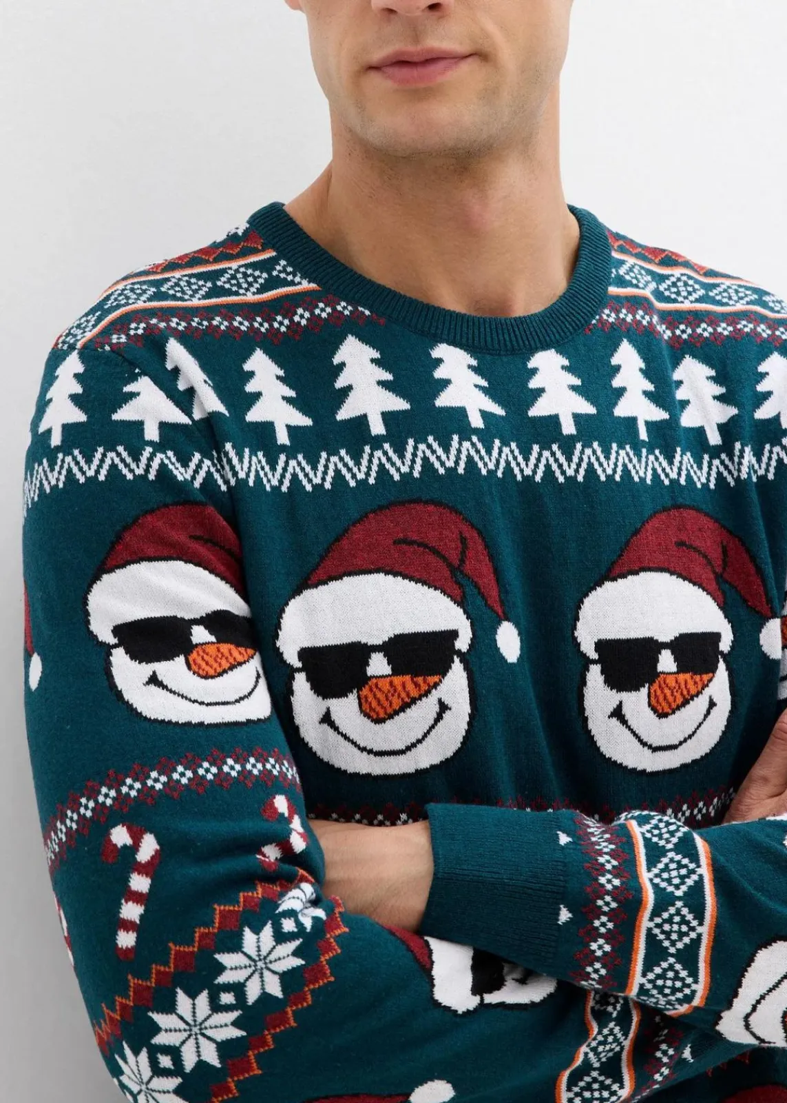 bonprix Große Größen|Pullover & Strickjacken|Norweger-Pullover mit recycelter Baumwolle tiefgrün/schwarz/ahornrot/aprikose/wollweiß norwegermuster