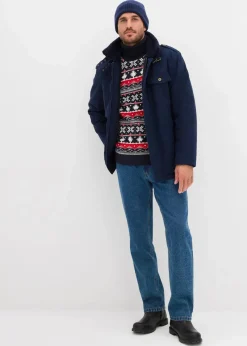 bonprix Große Größen|Pullover & Strickjacken|Norweger-Pullover mit Rollkragen dunkelblau