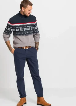 bonprix Große Größen|Pullover & Strickjacken|Norweger-Pullover mit Rollkragen grau meliert norwegermuster