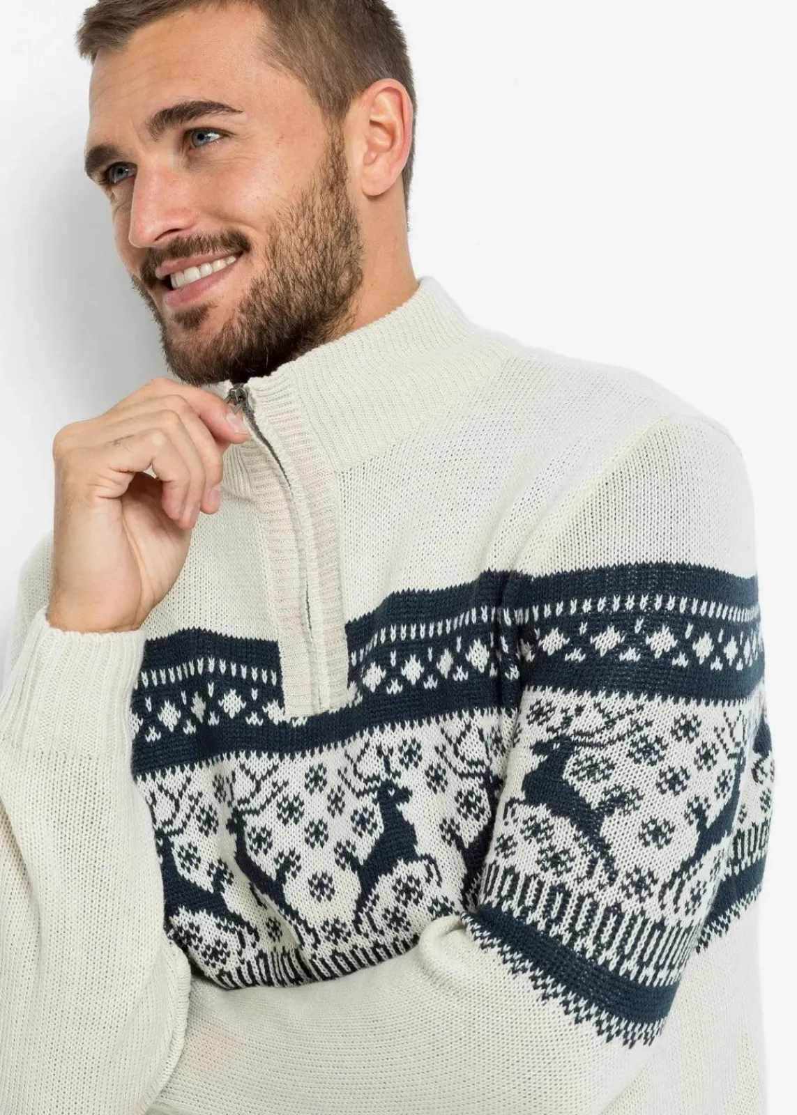 Norweger-Pullover mit Troyerkragen|bonprix Sale