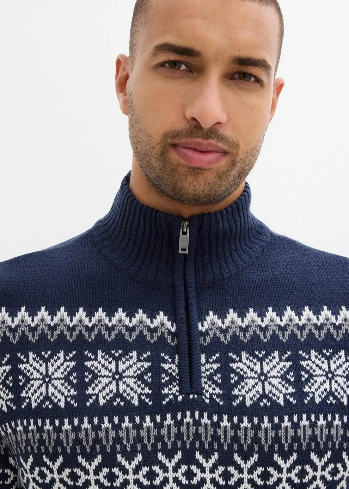 Norweger-Pullover mit Troyerkragen|bonprix New