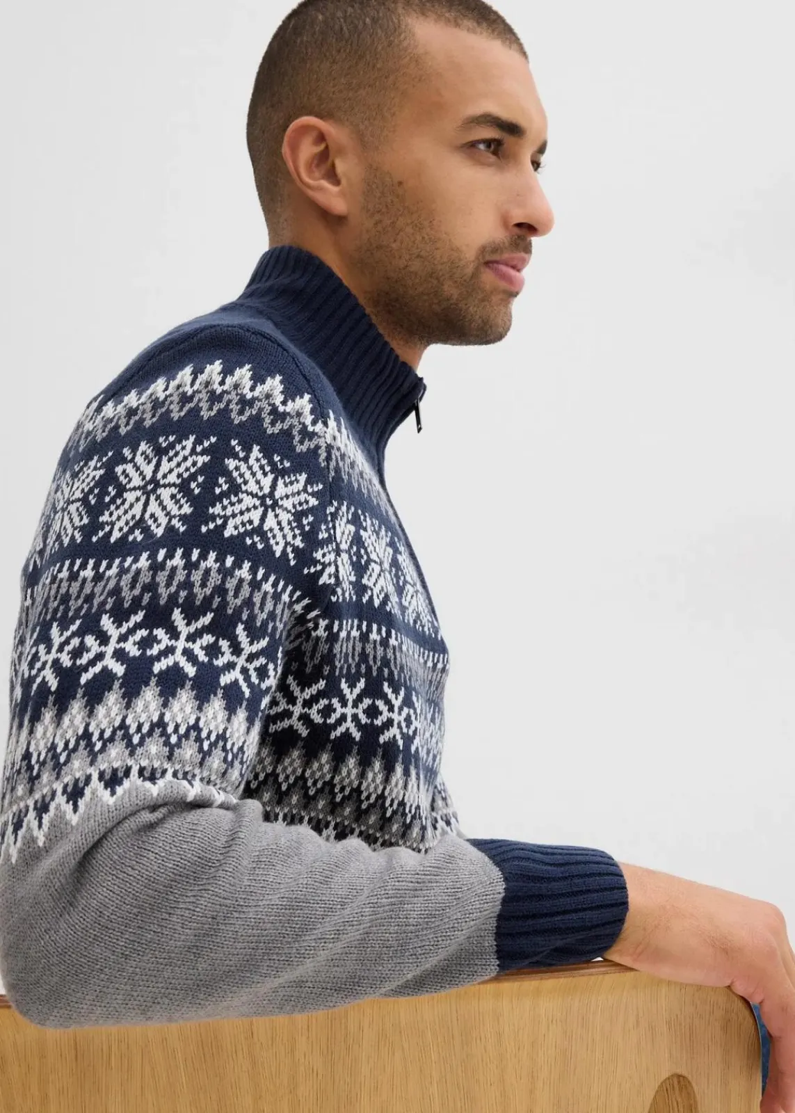 Norweger-Pullover mit Troyerkragen|bonprix New