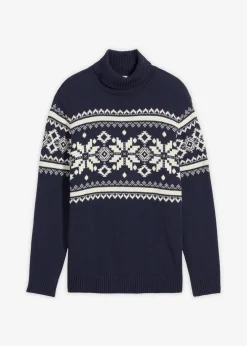 Norweger-Rollkragenpullover aus reiner Baumwolle|bonprix Sale
