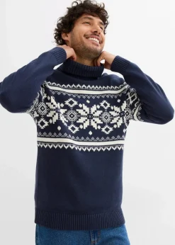 Norweger-Rollkragenpullover aus reiner Baumwolle|bonprix Sale