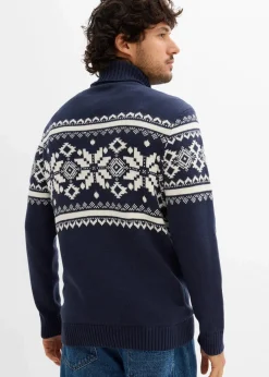 Norweger-Rollkragenpullover aus reiner Baumwolle|bonprix Sale