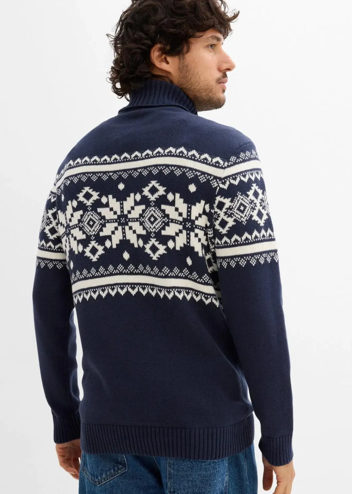 Norweger-Rollkragenpullover aus reiner Baumwolle|bonprix Sale