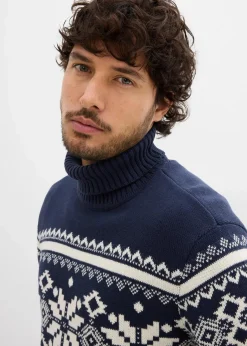 Norweger-Rollkragenpullover aus reiner Baumwolle|bonprix Sale