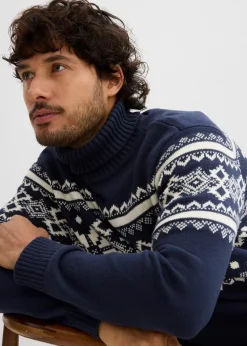 Norweger-Rollkragenpullover aus reiner Baumwolle|bonprix Sale
