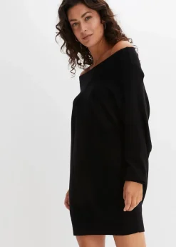 bonprix Bekleidung·Jeans|Nachhaltigere Materialien|Off-Shoulder-Pullover aus Viskose-Mix schwarz