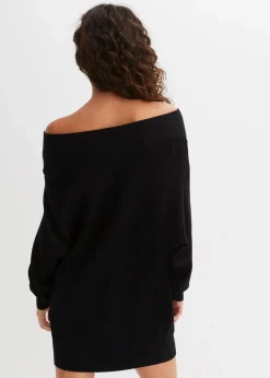 bonprix Bekleidung·Jeans|Nachhaltigere Materialien|Off-Shoulder-Pullover aus Viskose-Mix schwarz