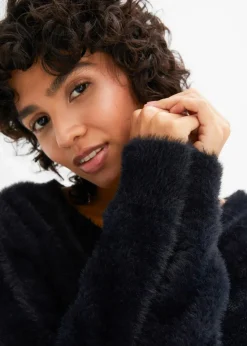 bonprix Bekleidung·Jeans|Pullover & Strickjacken|Off-Shoulder-Pullover mit Weihnachtsmotiv schwarz