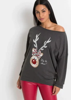 Off-Shoulder-Shirt mit Weihnachtsmotiv|bonprix Outlet
