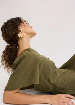 bonprix Schmuck|Schuhe & Accessoires In Spezialgrößen·Schmuck|Ohrstecker in Strohoptik natur/goldfarben