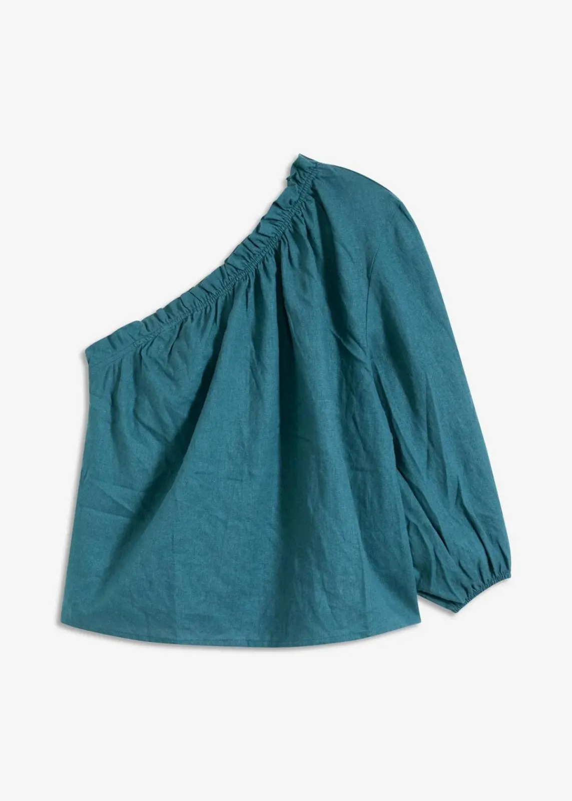 bonprix Blusen & Tuniken|One-Shoulder Bluse mit Leinenanteil pfeffergrün