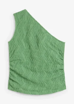 bonprix Shirts & Tops|One-Shoulder-Top in Struktur Optik efeugrün