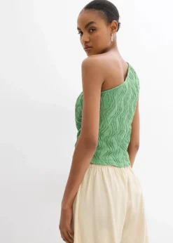 bonprix Shirts & Tops|One-Shoulder-Top in Struktur Optik efeugrün