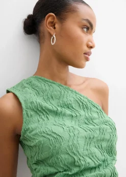 bonprix Shirts & Tops|One-Shoulder-Top in Struktur Optik efeugrün