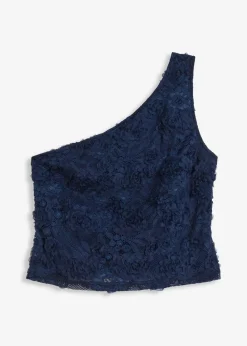 bonprix Shirts & Tops|One-Shoulder-Top mit Stickerei blau