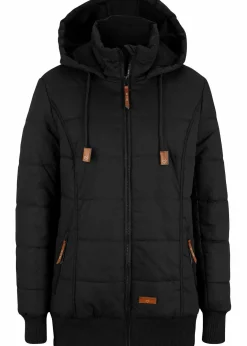 bonprix Bekleidung·Hosen|Jacken & Mäntel|Outdoorjacke mit Lederimitat-Details schwarz