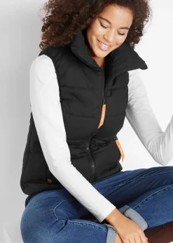 bonprix Bekleidung·Hosen|Outdoor-Weste mit Stehkragen schwarz