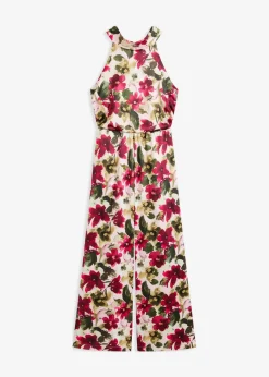 bonprix Bekleidung·Homewear|Festliche Mode|Overall aus glänzendem Satin rot geblümt