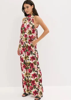 bonprix Bekleidung·Homewear|Festliche Mode|Overall aus glänzendem Satin rot geblümt