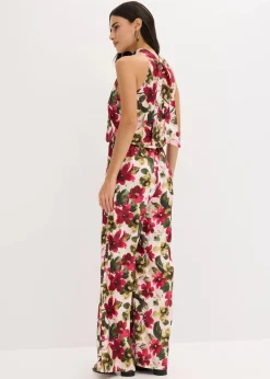 bonprix Bekleidung·Homewear|Festliche Mode|Overall aus glänzendem Satin rot geblümt