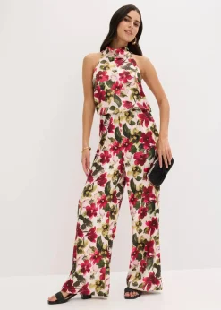 bonprix Bekleidung·Homewear|Festliche Mode|Overall aus glänzendem Satin rot geblümt