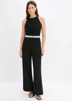 bonprix Bekleidung·Homewear|Festliche Mode|Overall aus strukturiertem Crepe schwarz