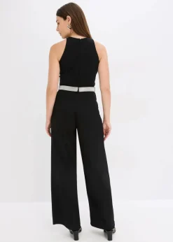 bonprix Bekleidung·Homewear|Festliche Mode|Overall aus strukturiertem Crepe schwarz