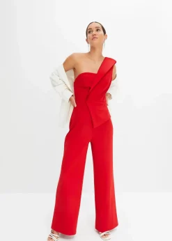 bonprix Bekleidung·Homewear|Festliche Mode|Overall aus strukturiertem Crepe rot