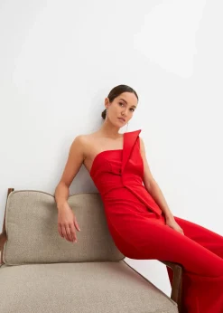 bonprix Bekleidung·Homewear|Festliche Mode|Overall aus strukturiertem Crepe rot