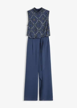 bonprix Bekleidung·Homewear|Festliche Mode|Overall mit Perlenstickerei dunkelblau