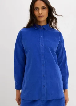 bonprix Blusen & Tuniken|Zweiteiler & Sets|Oversize Cordhemd edelsteinblau
