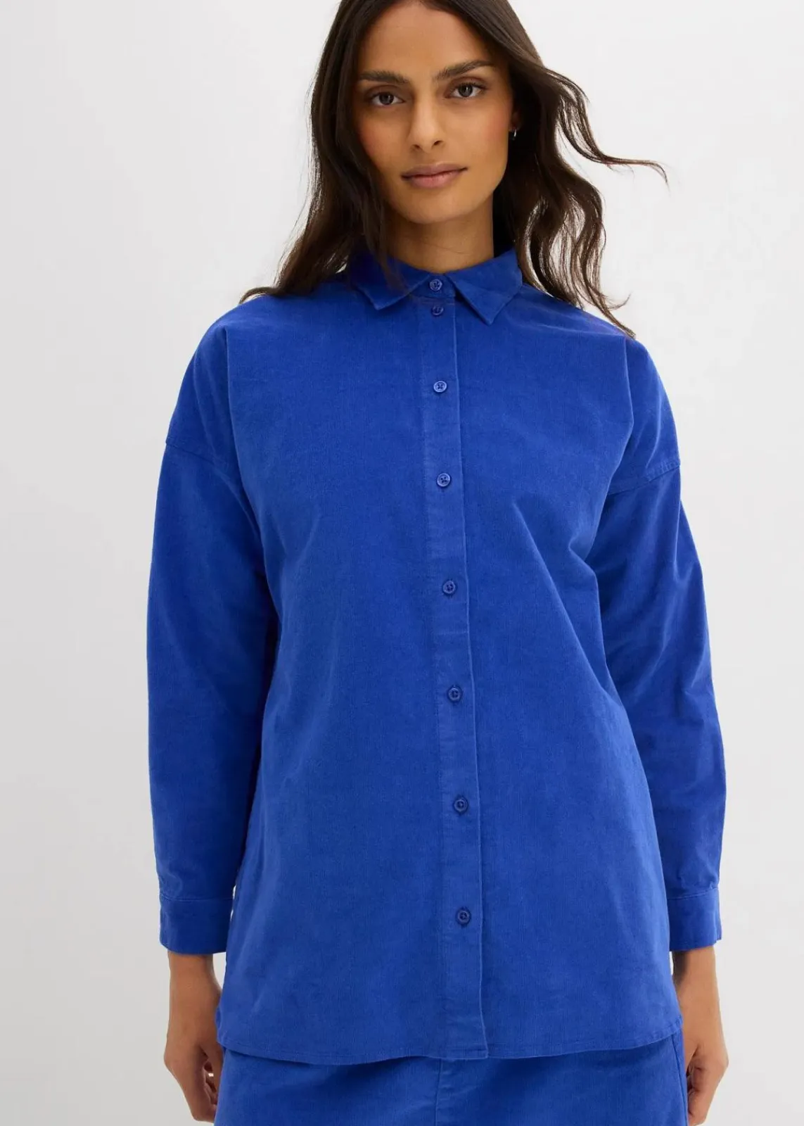 bonprix Blusen & Tuniken|Zweiteiler & Sets|Oversize Cordhemd edelsteinblau