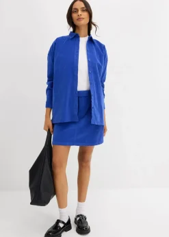 bonprix Blusen & Tuniken|Zweiteiler & Sets|Oversize Cordhemd edelsteinblau