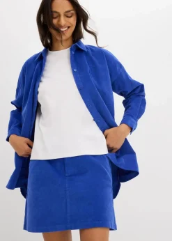 bonprix Blusen & Tuniken|Zweiteiler & Sets|Oversize Cordhemd edelsteinblau