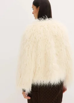 bonprix Bekleidung·Hosen|Jacken & Mäntel|Oversize Fellimitat-Jacke perlweiß