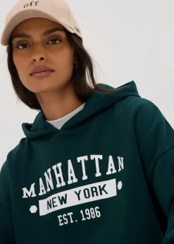 bonprix Sweat|Bekleidung·Blusen & Tuniken|Oversize Hoodie aus reiner Baumwolle tiefgrün