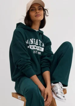 bonprix Sweat|Bekleidung·Blusen & Tuniken|Oversize Hoodie aus reiner Baumwolle tiefgrün