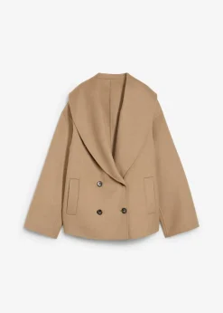 bonprix Bekleidung·Hosen|Jacken & Mäntel|Oversize Jacke aus weichem Woll-Mix khakibeige