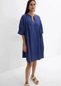 bonprix Kleider|Bekleidung·Pullover & Strickjacken|Oversize Kaftan-Kleid aus reiner Bio-Baumwolle tiefseeblau