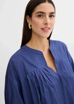 bonprix Kleider|Bekleidung·Pullover & Strickjacken|Oversize Kaftan-Kleid aus reiner Bio-Baumwolle tiefseeblau
