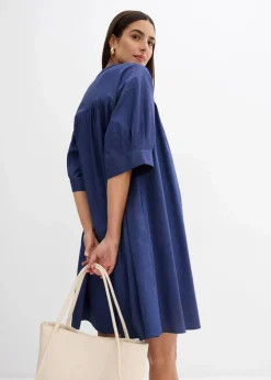 bonprix Kleider|Bekleidung·Pullover & Strickjacken|Oversize Kaftan-Kleid aus reiner Bio-Baumwolle tiefseeblau