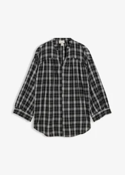 bonprix Bekleidung·Jacken & Mäntel|Oversize Longbluse schwarz/weiß kariert