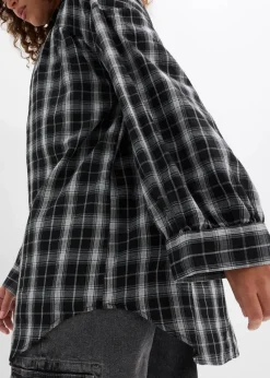 bonprix Bekleidung·Jacken & Mäntel|Oversize Longbluse schwarz/weiß kariert
