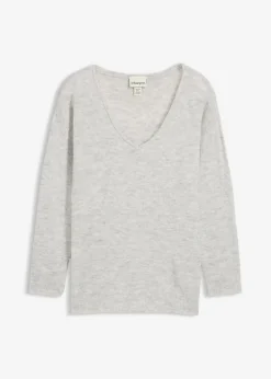 bonprix Bekleidung·Umstandsmode|Bekleidung·Jeans|Oversize Longpullover mit Seitenschlitzen hellgrau meliert