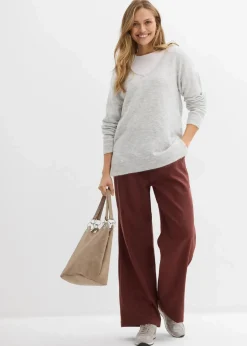 bonprix Bekleidung·Umstandsmode|Bekleidung·Jeans|Oversize Longpullover mit Seitenschlitzen hellgrau meliert