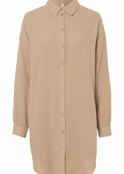 bonprix Bekleidung·Jacken & Mäntel|Blusen & Tuniken|Oversize Musselin-Longbluse latte macchiato