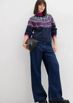 Oversize Norweger-Strickjacke|bonprix New